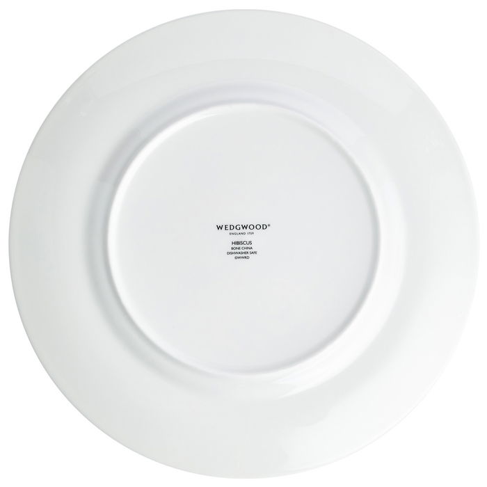 Wedgwood Plato Llano Floral Hibiscus 27 cm (4 Unidades) con Franjas de Oro de 22 Quilates